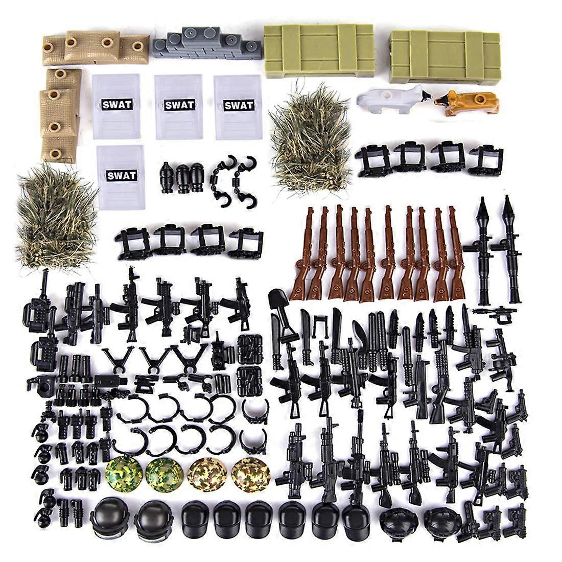 WW2 Mini Figure Weapons Pack with Military Helmets and Armor Compatible with  Accessories