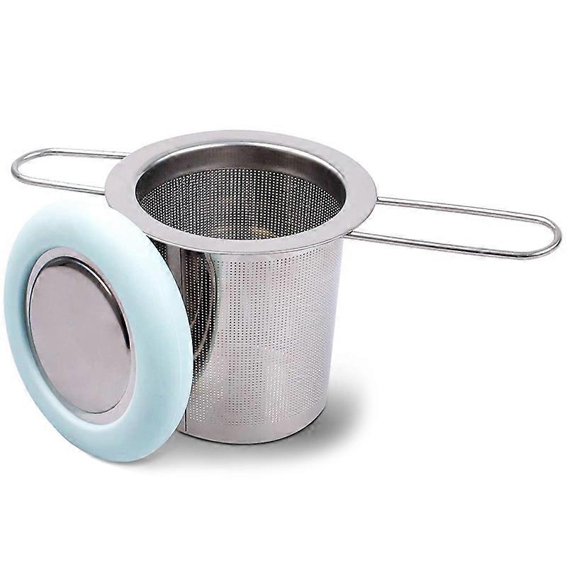 Tea Infuser Stainless Steel Tea Strainer Folding Handle Filter(Blue)