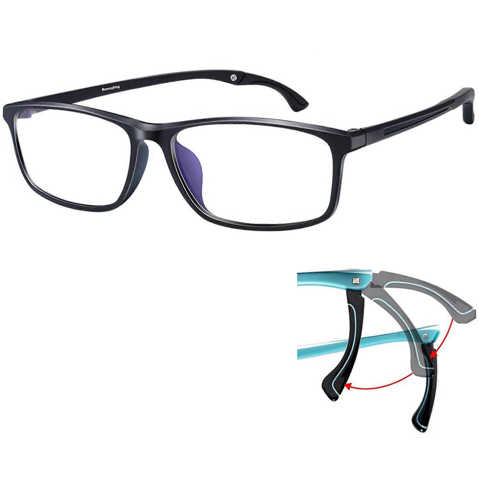 Blue Light Blocking Reading Glasses +3.25 TR90 Matte Black Computer Readers UV Protection Adjustable Temples
