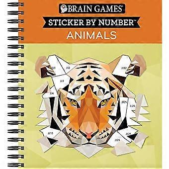 Juegos mentales - Pegatina por número: Animales (2 libros en 1 - Pegatinas geométricas)