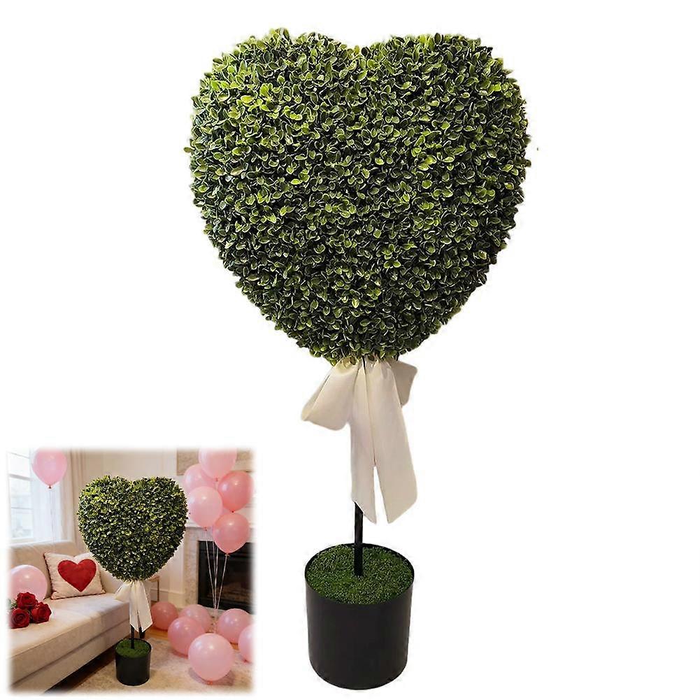 Easter Decorative Plants, Easter Artificial Heart Shaped Topiary Trees with Bow