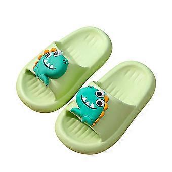 Boys Girls Slippers Summer Casual Cartoon Animal Open Toe Non- Shoes Child Soft Shower Flip Flops,Green,3.5-4 Years