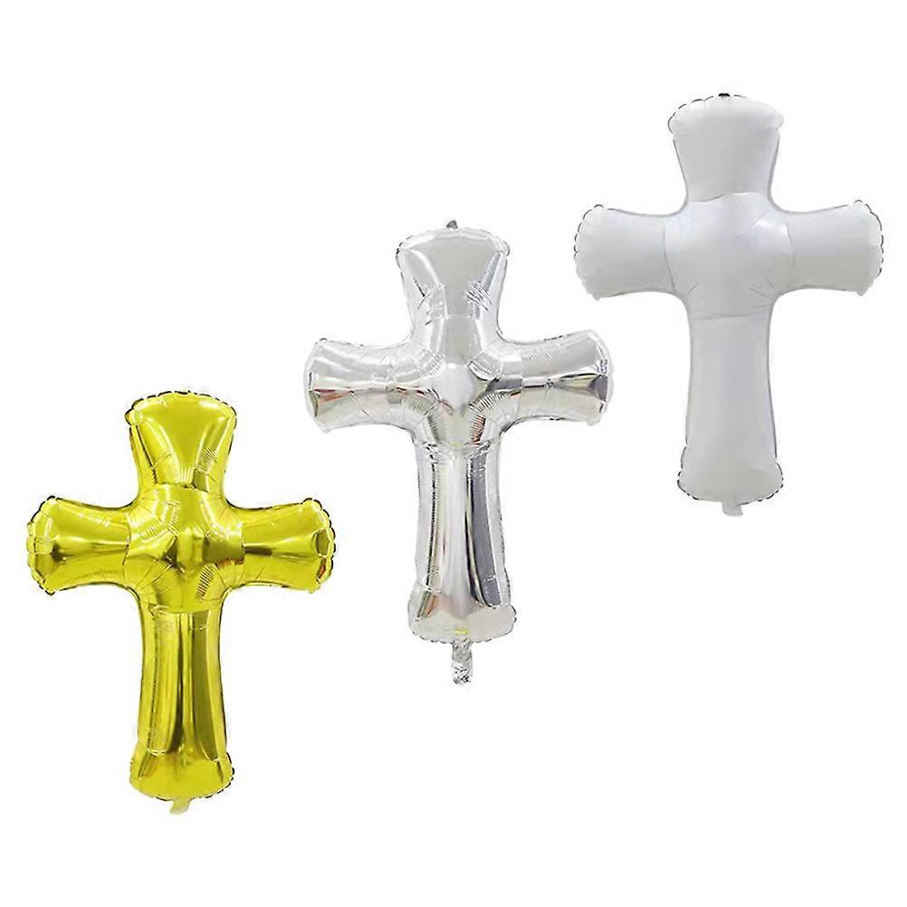Cross Shape Foil Balloons for Baptism 3Pcs Assorted Use