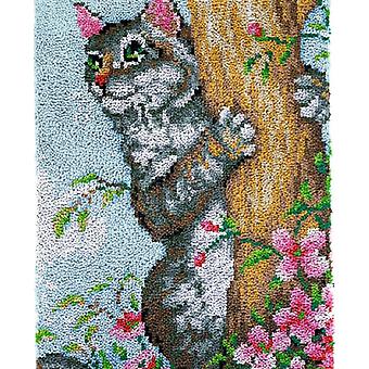 Rug Making Latch Hooking Kit | Grey Kitten (58x85cm Blank Canvas)