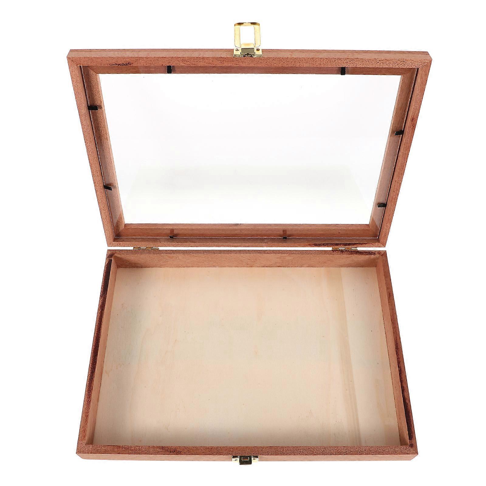 Rustic Wood Display Box for Specimen Collection with Transparent Window 2Pcs