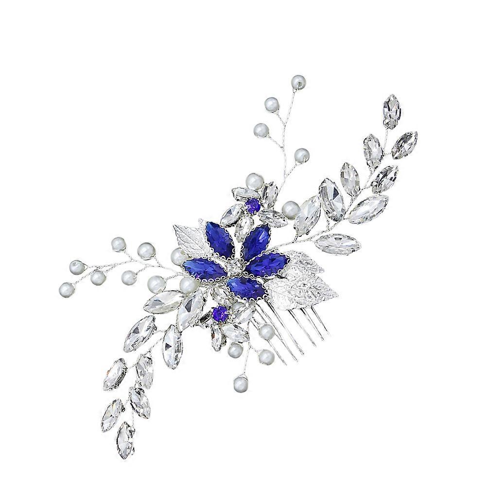 Blauer Brauthaarkamm mit Strasssteinen, Hochzeitsschmuck