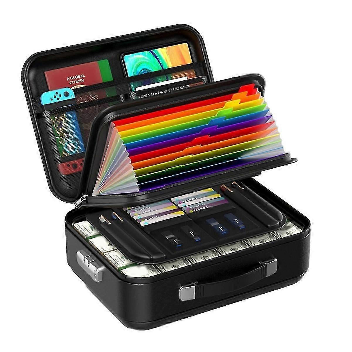 Fireproof Document Box with Combination Lock, Fireproof Water Hard Case Safe Box for Important Docu
