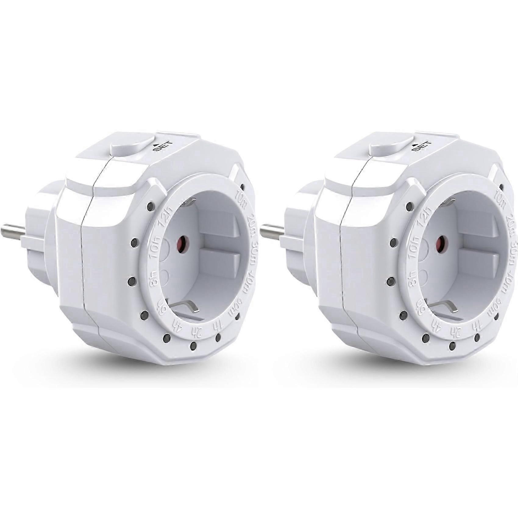 2X 12 Time Ranges with 2 Buttons Timer Switch Socket LED Display, Countdown Status Compatible with Lighting and Household EU Plug