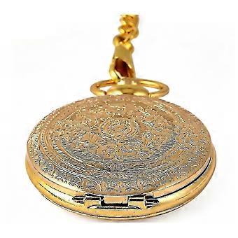 Relógio de Bolso Fashion Gold Quartz 8849 para Homens e Mulheres com Design Gravado