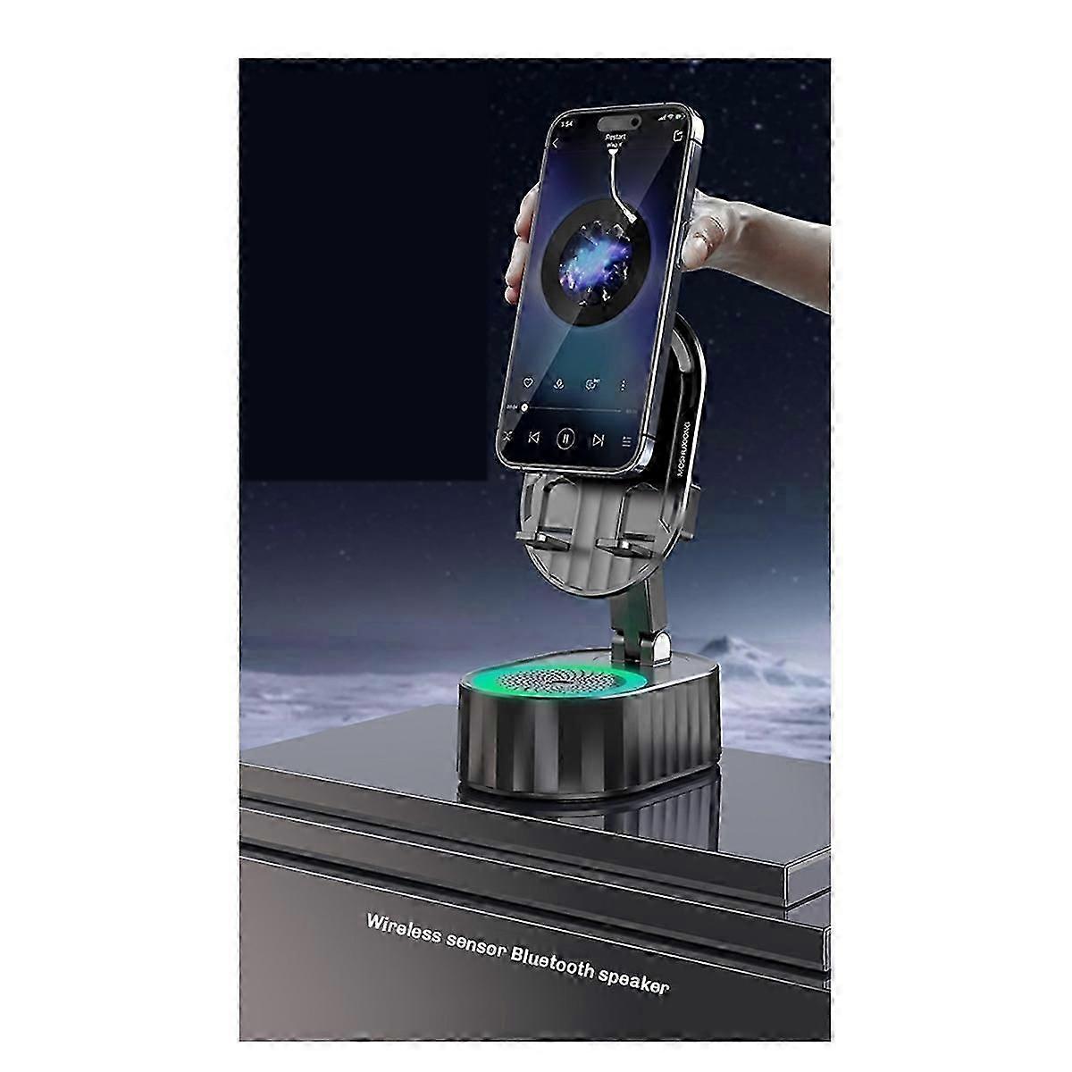 Phone Holder Inductive Bluetooth Speaker Holder Black