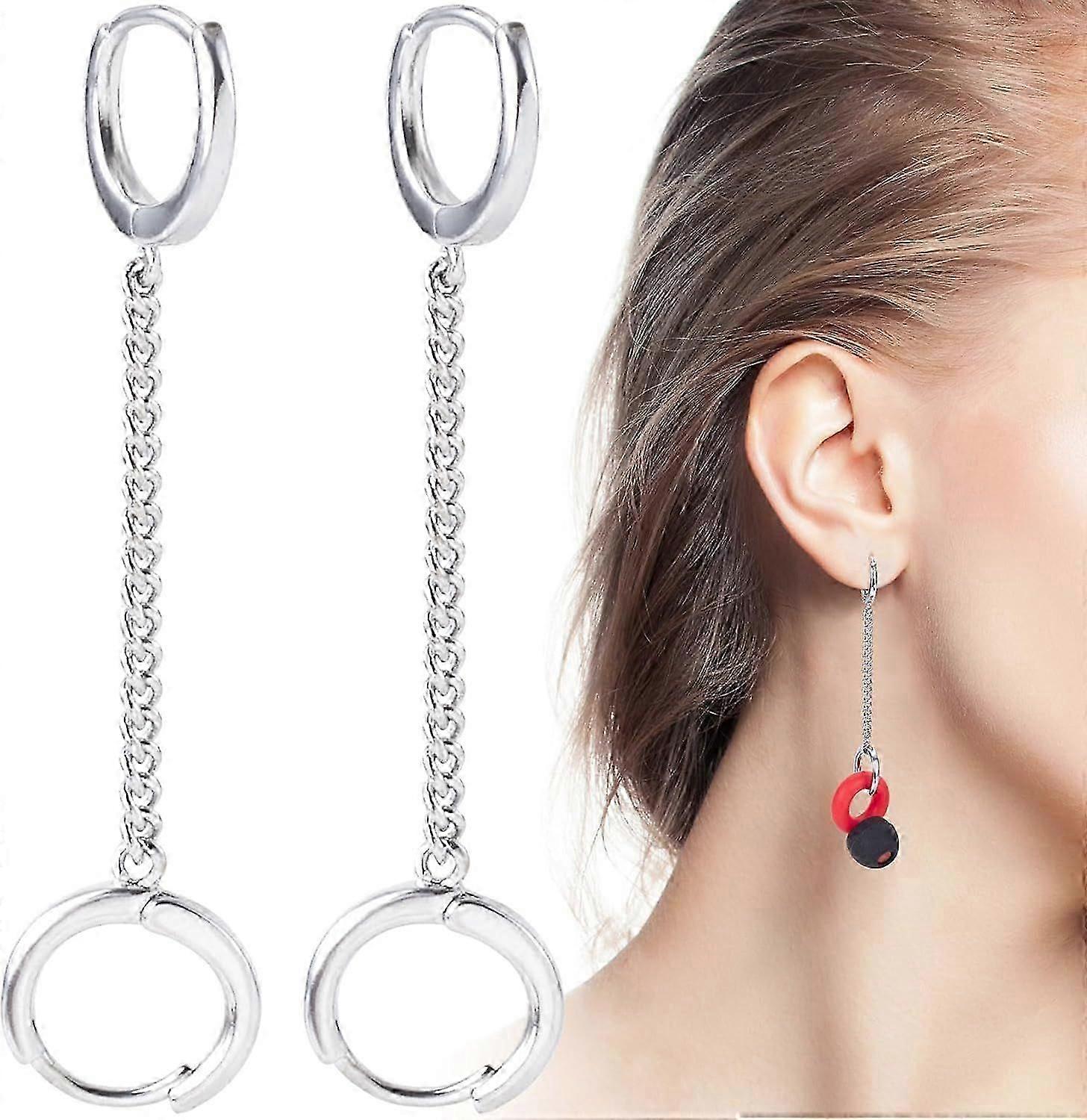 SeraphinaT 2pcs Earplug Holder Earrings Compatible with Loop Earplugs, Double