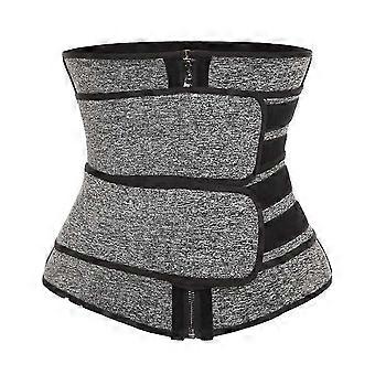 Modelador de Cintura Feminino Com Sauna - Zíper de Camada Dupla 5XL Cinza