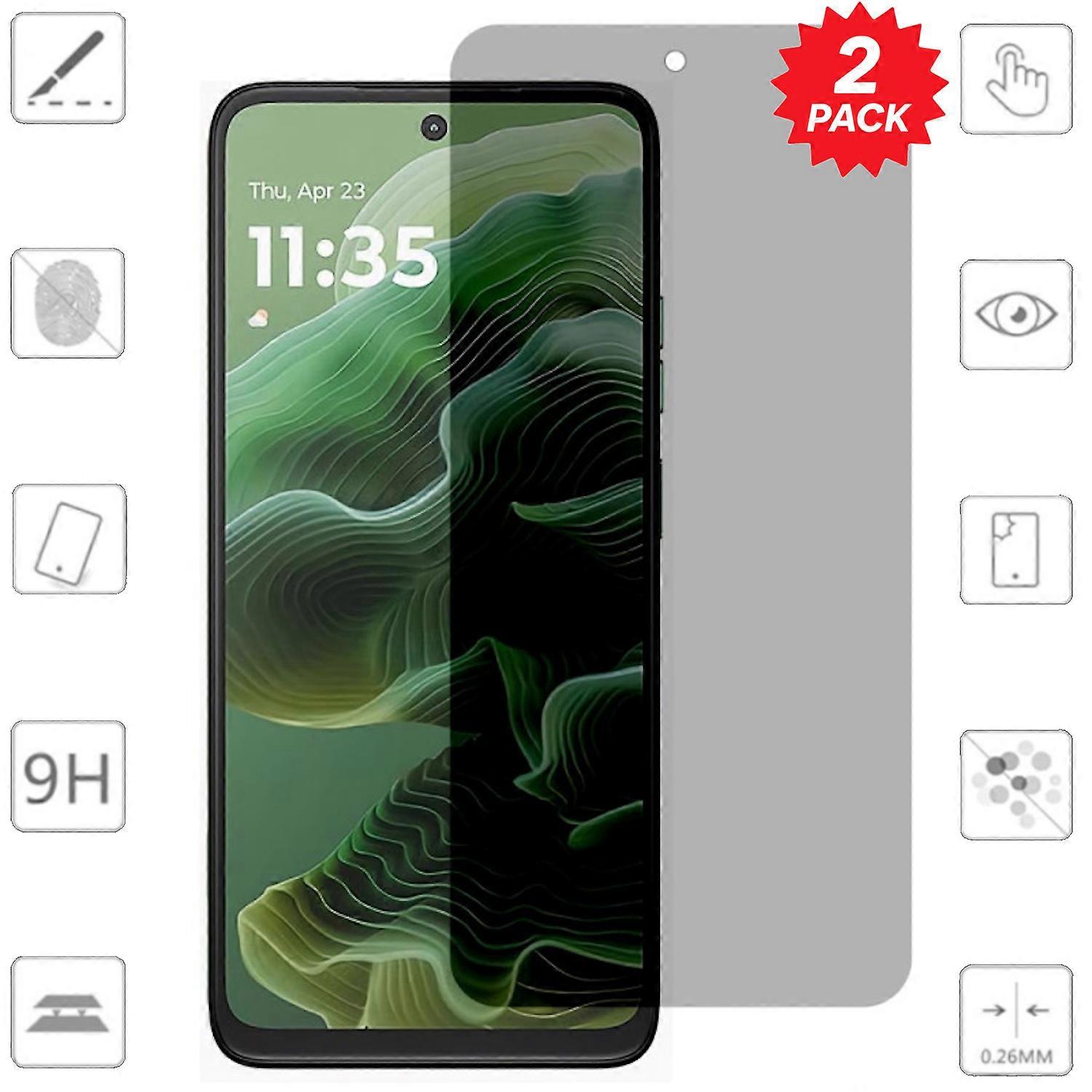 For Motorola Moto G35 5G 2x 2.5D 0.26mm Privacy Screen Protector 9H Tempered Glass Film