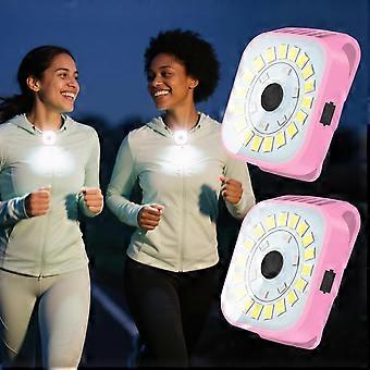 Kit com 2 luzes de LED recarregáveis ​​para corrida, luzes de segurança com clipe para caminhadas noturnas, trilhas, camping e corrida.