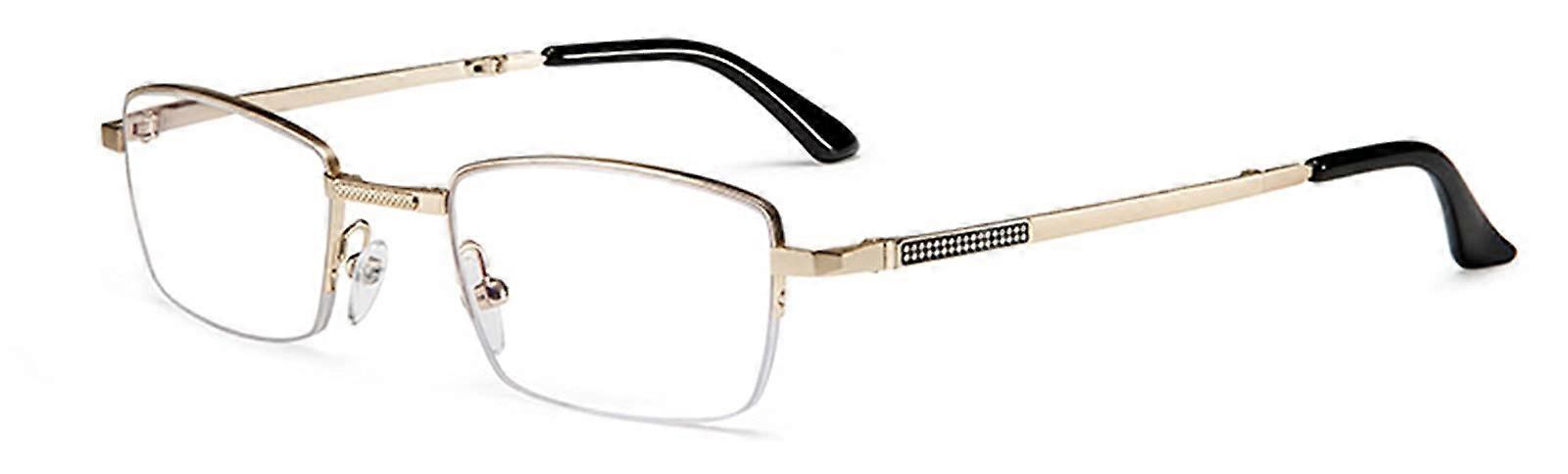 Blue Light Blocking Reading Glasses for Men, Foldable Computer Reader, Golden 1.5x