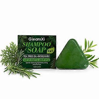 Tea Tree Oil Rosemary Solid Shampoo Bar for hair growth, Gentle Scalp Hydrating Care,Relieve Itchy Scalp Daily Hair Wash,120g