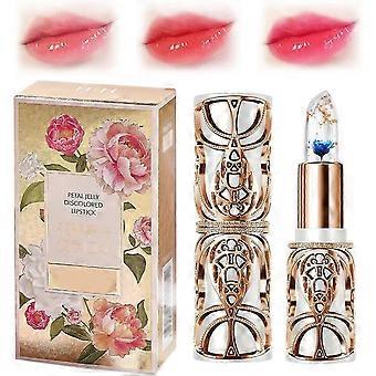 Petal Jelly Discolored Lipstick, Crystal Jelly Flower Color Changing Lipstick, Crystal Flower Jelly Lipstick, Waterproof Changing Color Lipstick