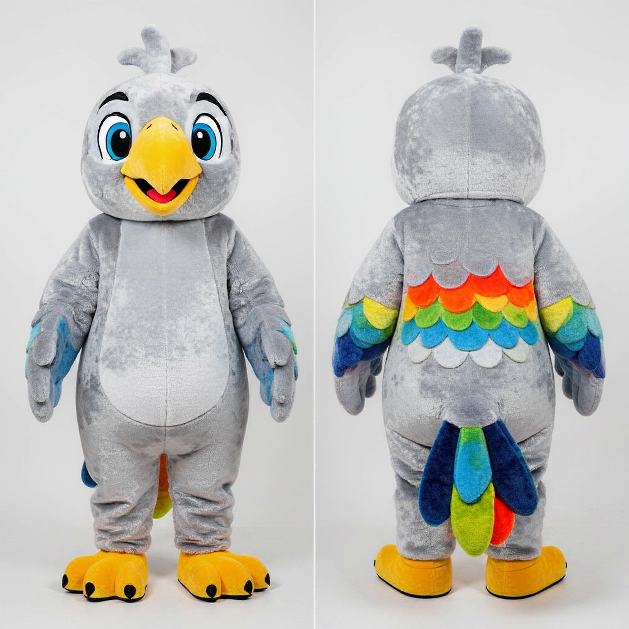 MASTICOT Silver Sleek Parrot Mascot