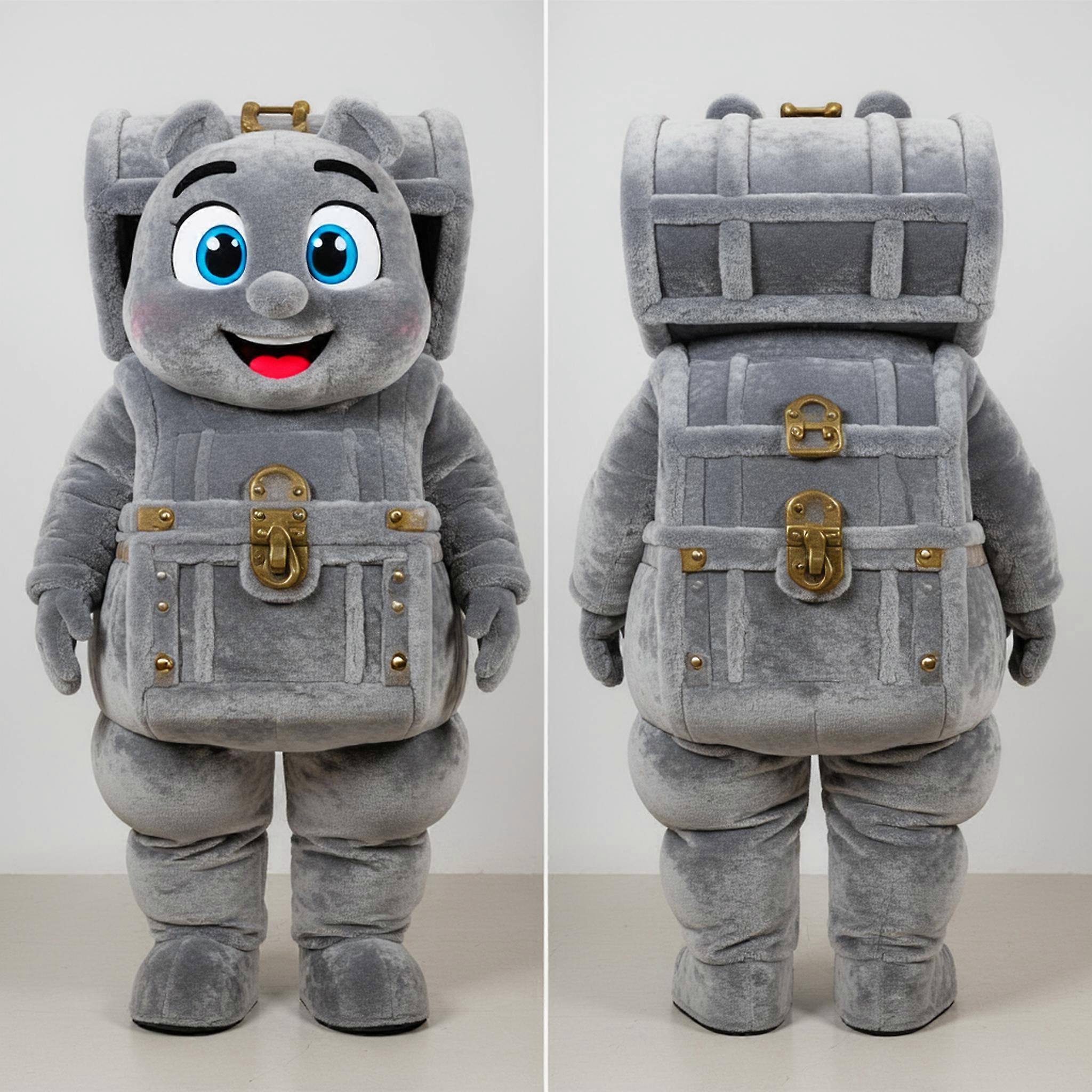 MASTICOT Velvety Gray Treasure Chest Mascot