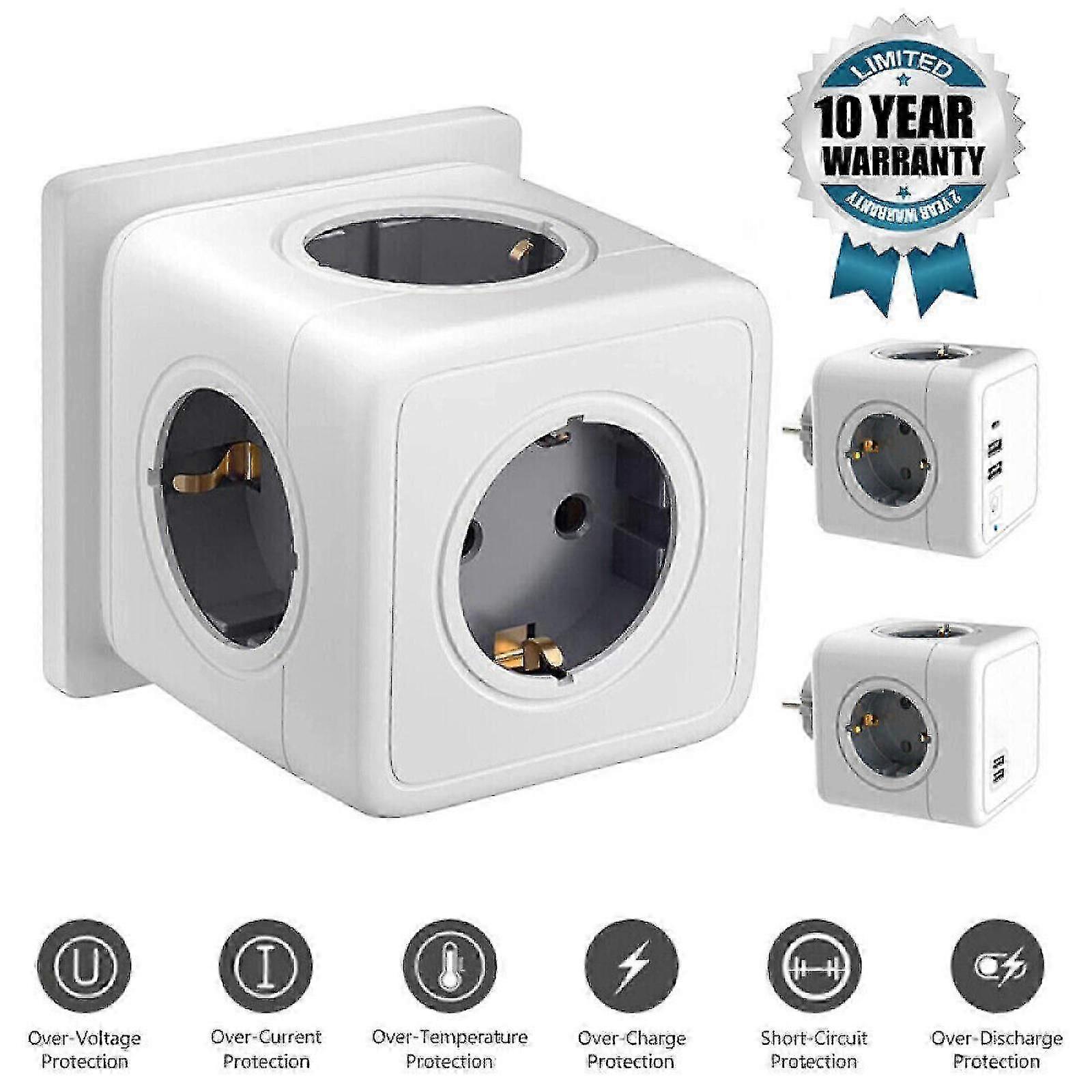 Socket outlet cube without cable 5/4 compartment multiple socket outlet adapter Cube 1X 2024 New