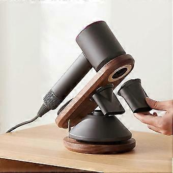 Wall Mount Hair Dryer Holder, Walnut & Beech Wood Bathroom Storage Rack