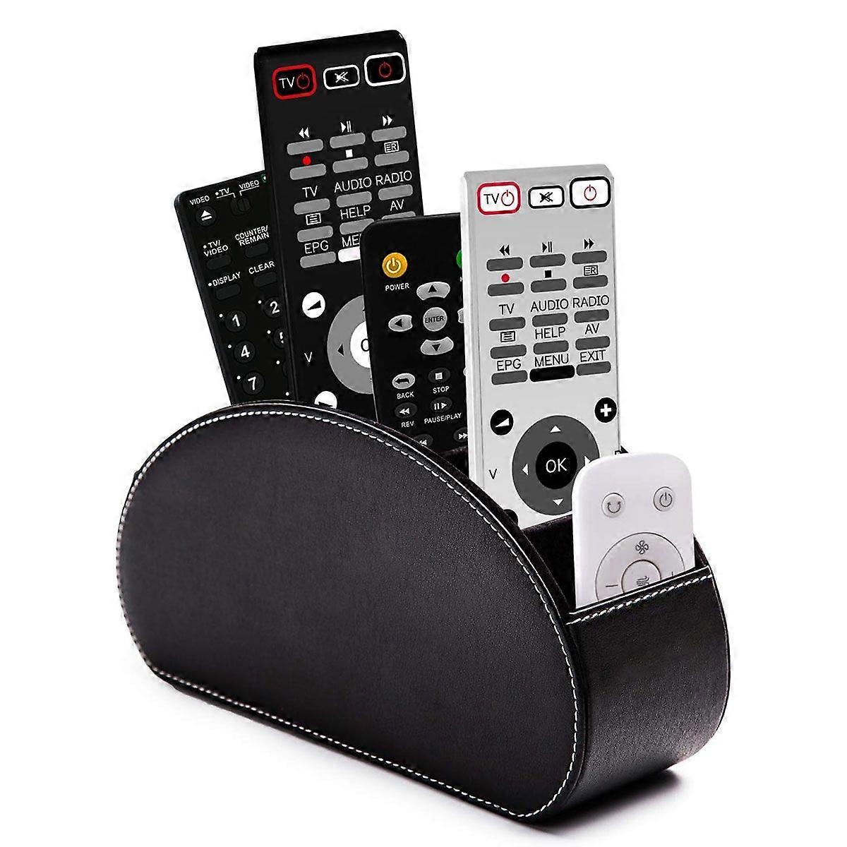 Faux Leather Organizer for Remote Controls, Multi-Compartments, Functional Versatile Space Saving Solution for Home Office