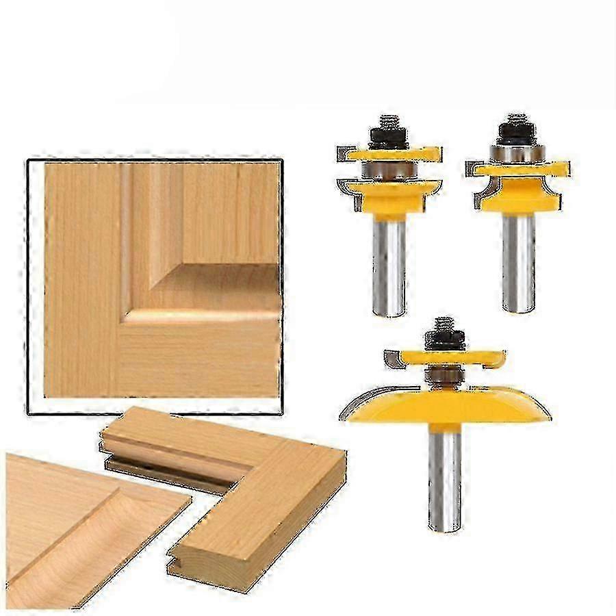 3pcs Router Bits Set compatible with Panel Cutting 1/2inch Shank Cabinet Tools