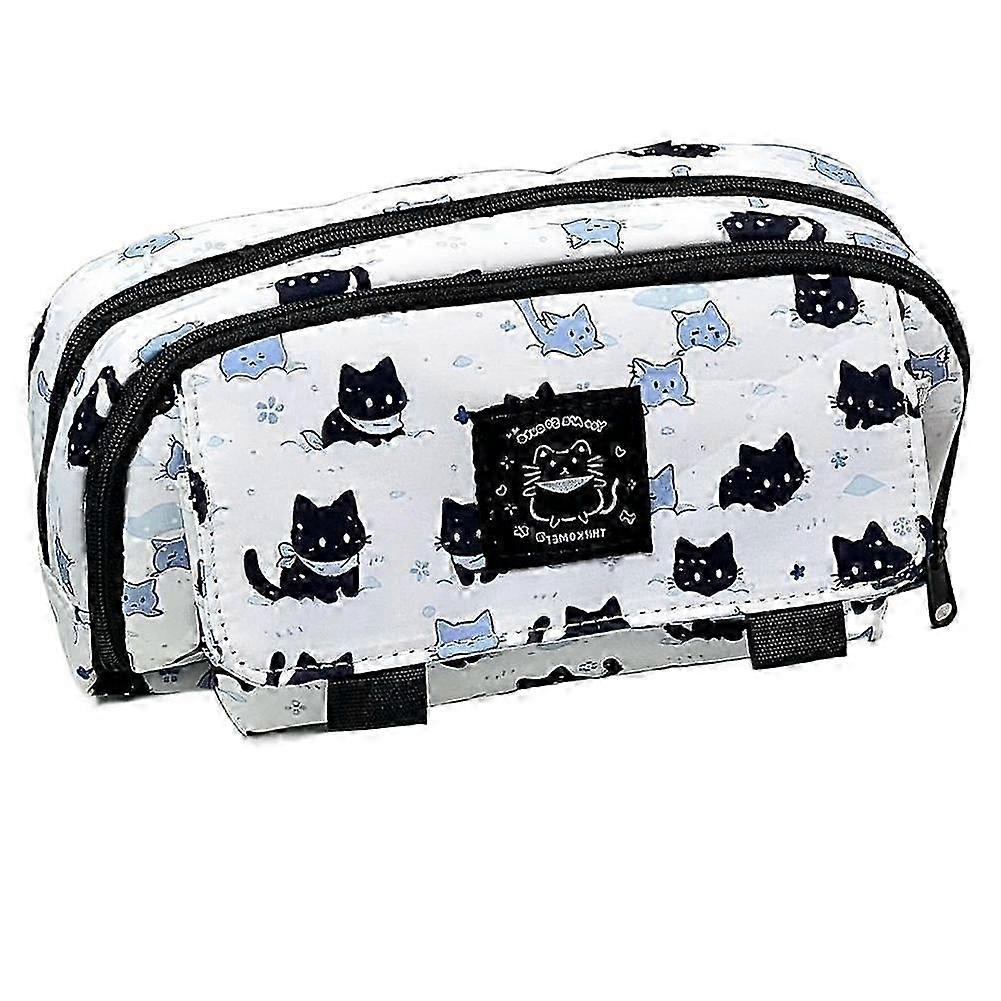 Multi Pocket Canvas Pen Case Kitten Print