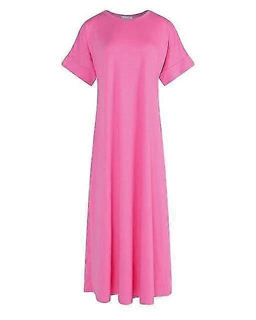 Solid Round Half Sleeve Maxi Dress
