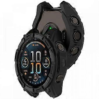 TPU Watch Case Compatible with Garmin Fenix 8 47mm, Anti-Scratch Hollow Watch Frame Cover - Orange