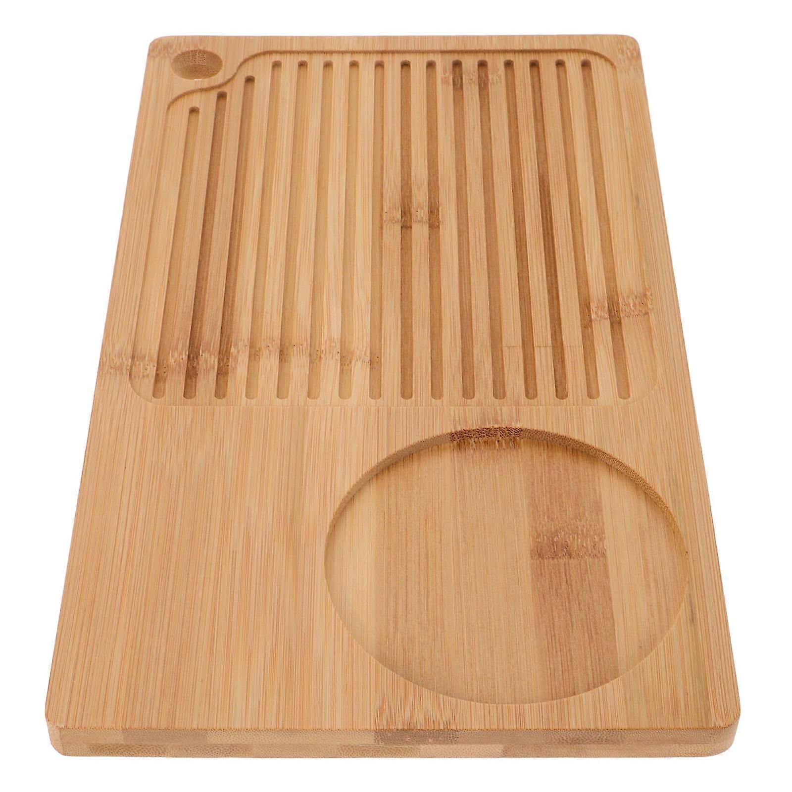Khaki Bamboo Serving Tray Rectangular for 3Pcs Tea and Food Use