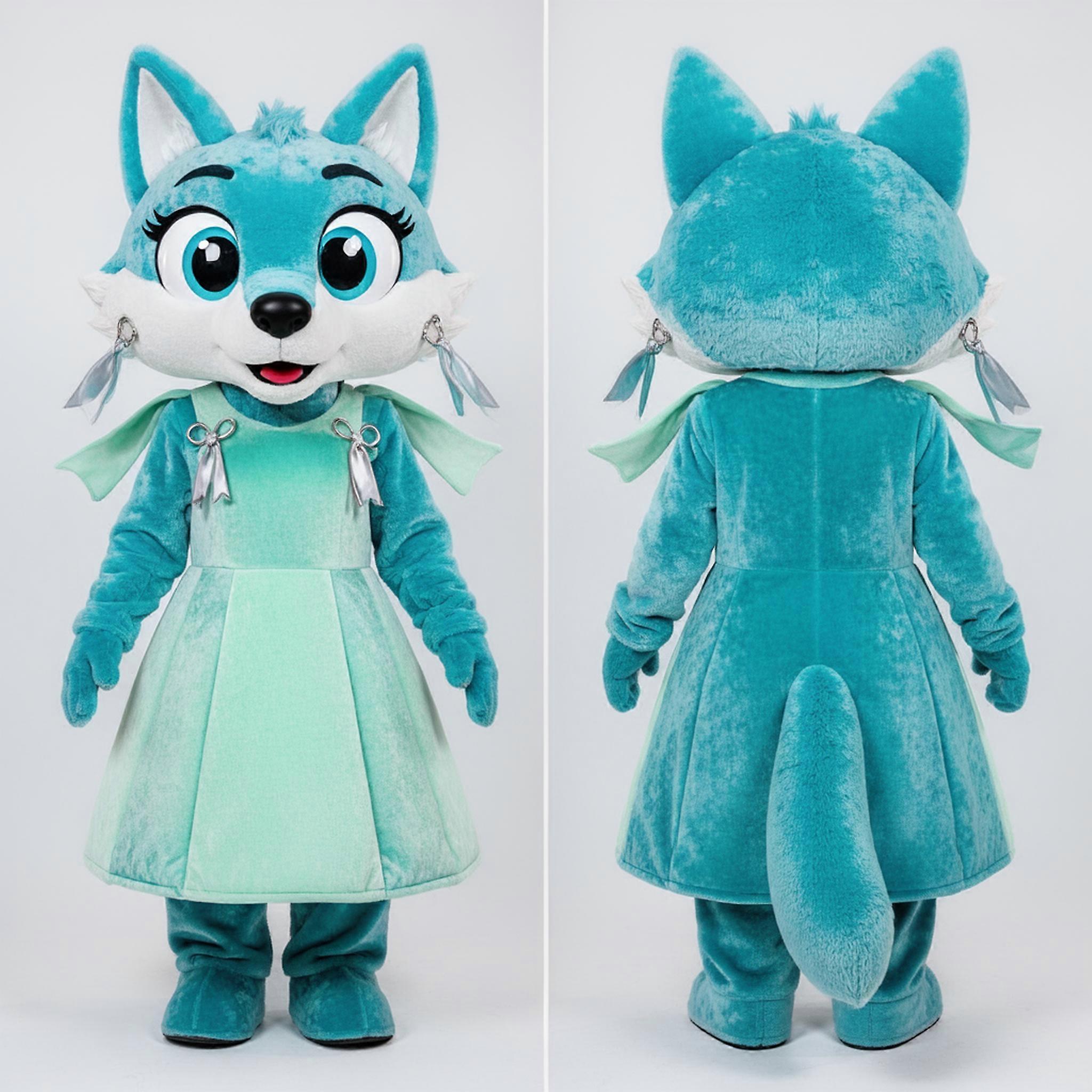 MASTICOT Cyan Plush Cuddly Say Wolf Mascot