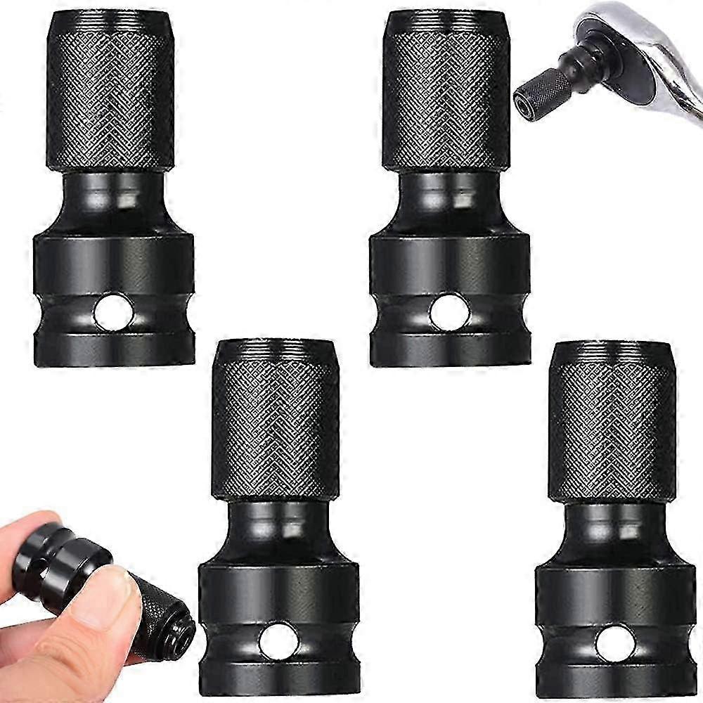 4 Pieces Hexagonal Socket Adapter, 1/2 Square Drive, 1/4 Hex Shank Socket Adapter, Quick Release