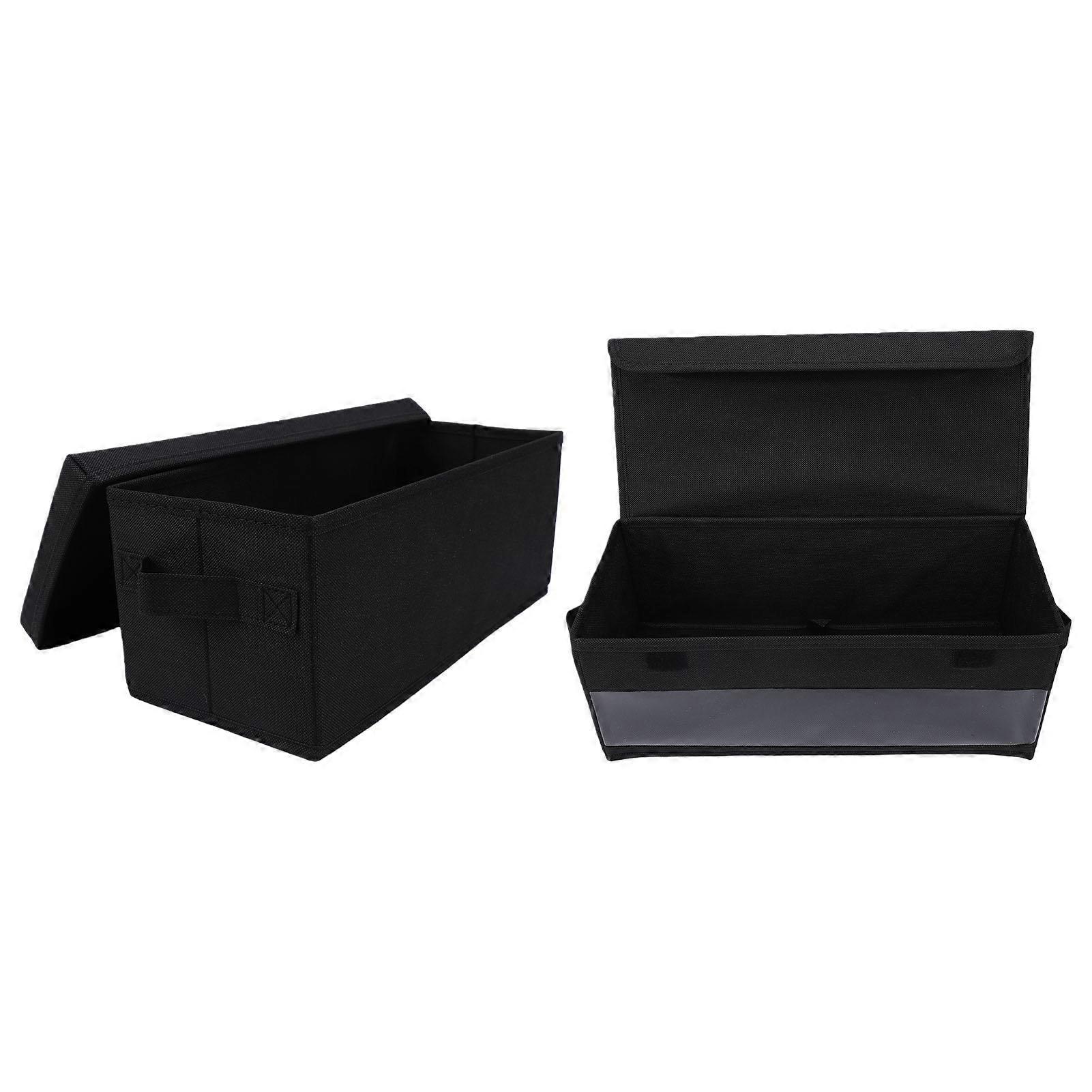 2PCS CD Storage Box with Lid Foldable High Capacity Stackable DVD Holder Case for Desktop