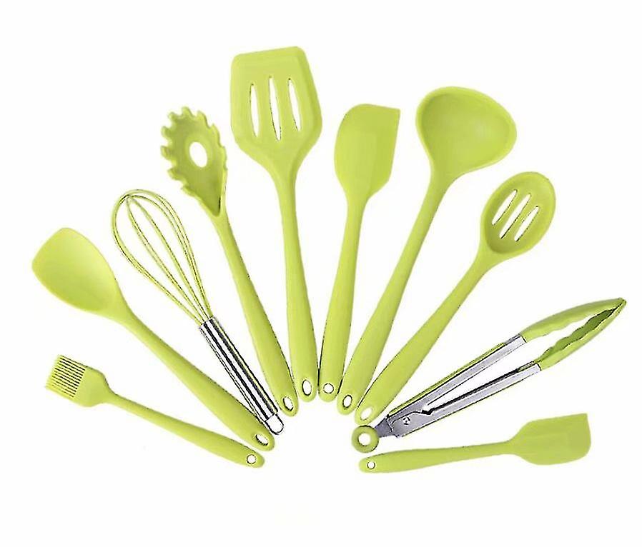 10-piece Kitchen Baking Non-stick Silicone Cookware Set (green)