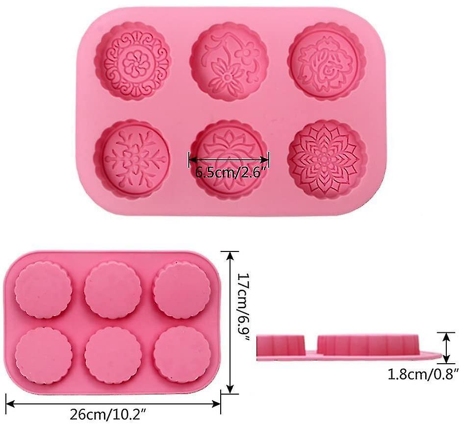 Set Of 2 Silicone Molds With 6 Impressions For Soap And Pastry