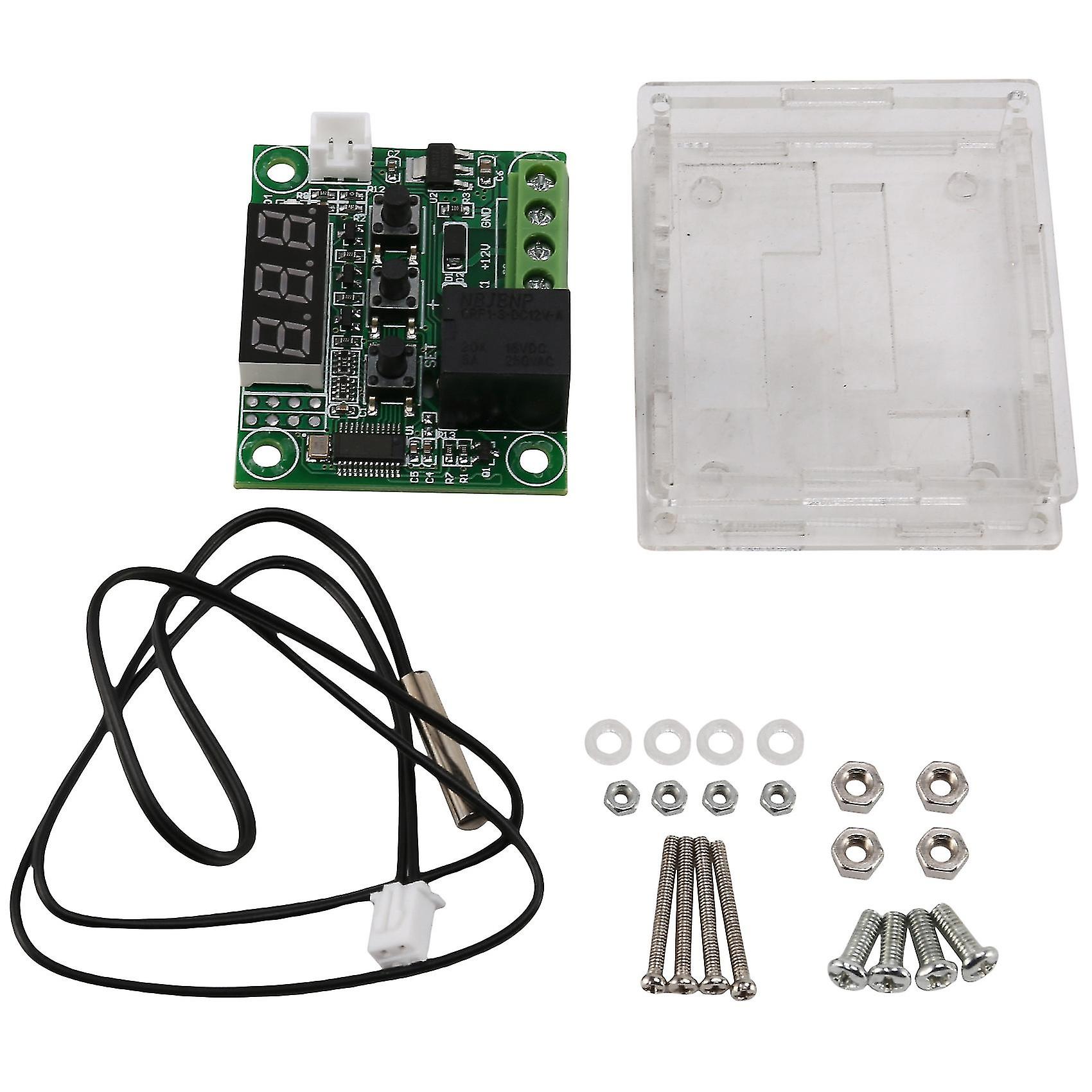 2 Pcs Temperature Controller Module With Case - Xh-w1209 Red Digital Display Thermostat Dc 12v With