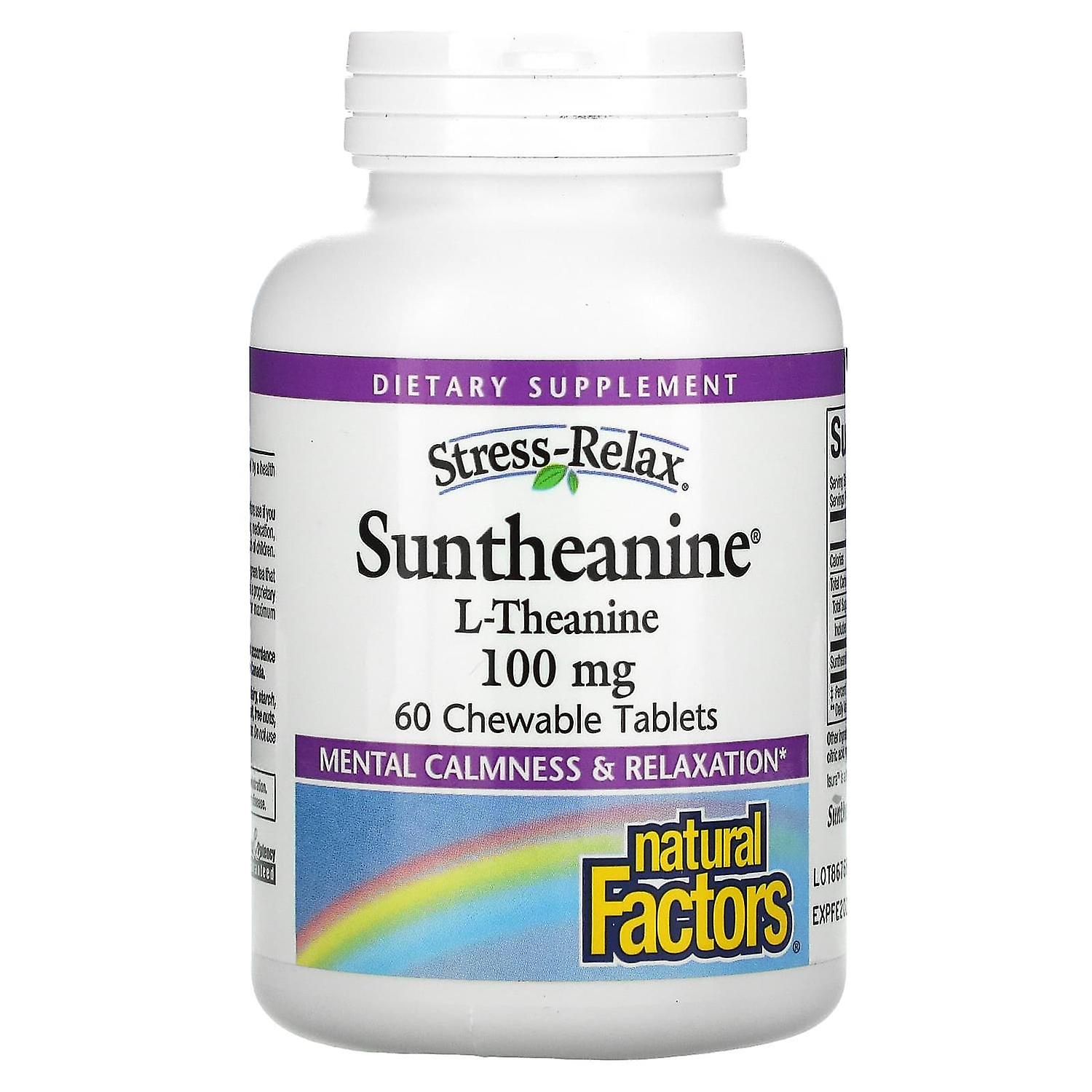 Natural Factors, Stress-Relax, Suntheanine, L-Theanine, 100 mg, 60 Chewable Tablets
