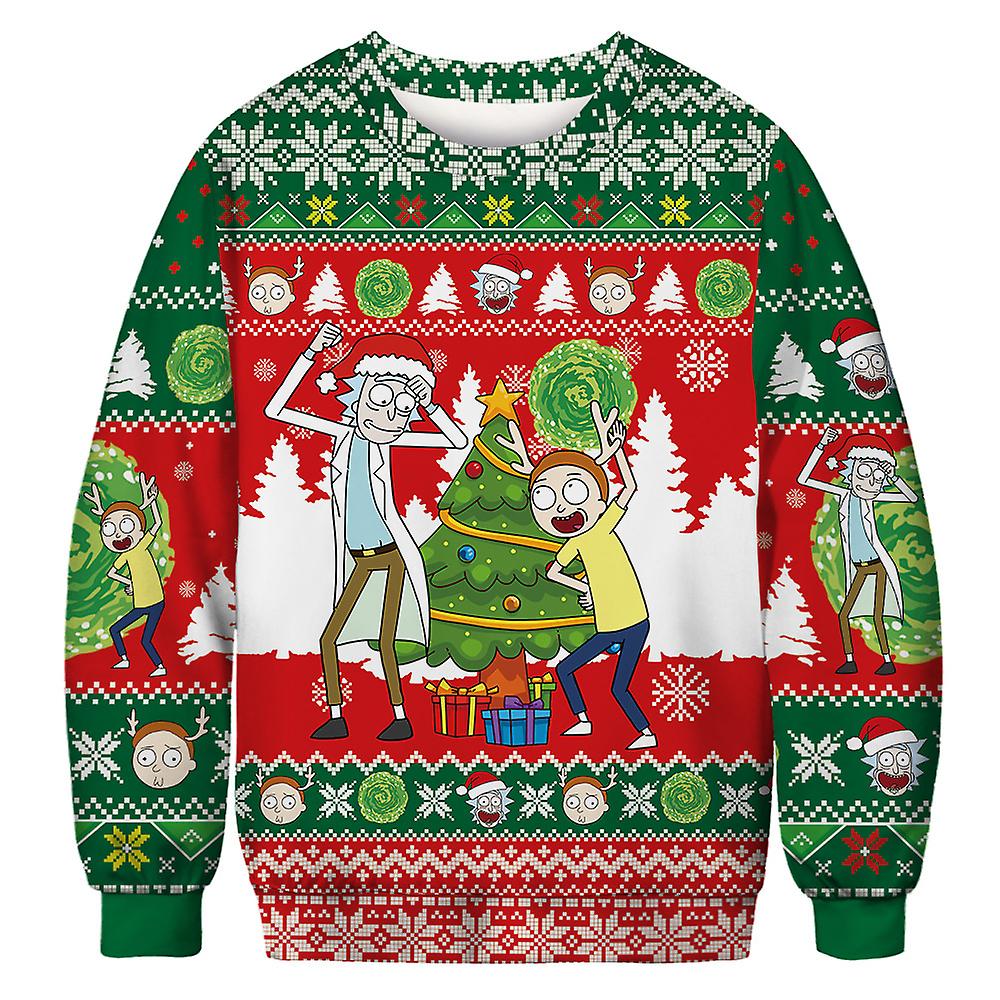 Hässlicher Weihnachtspullover Lustige 3D gedruckte Pullover Mode Unisex Langarm Herbst Winter Party Kleidung