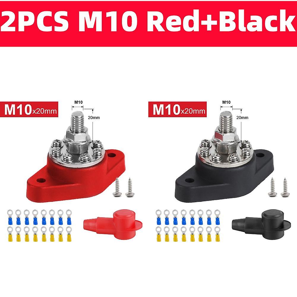12v Battery Terminal Block Stud With Protector M10 M8 M6 Bus Bar Electrical Connector For Truck Rv Boat Camper Car