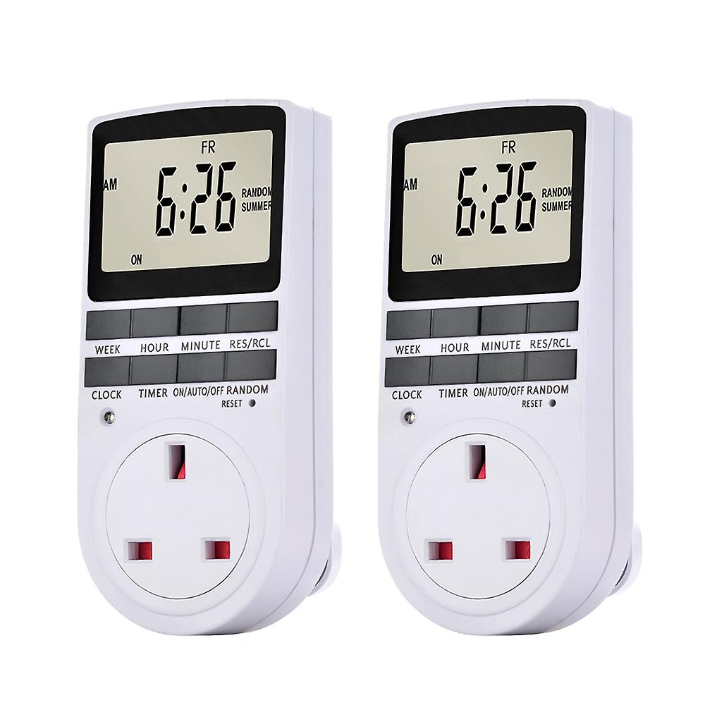Pack Of 2 Digital Plug-in Timer Socket Lcd Display Energy Saving Socket