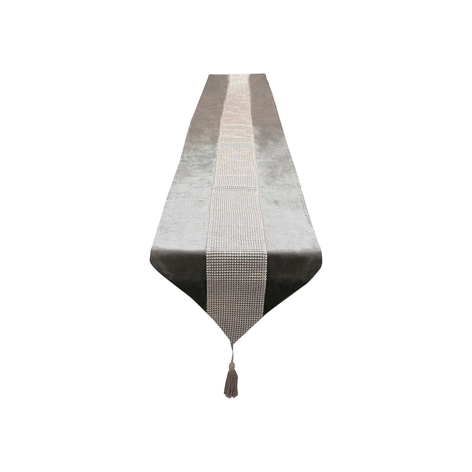 Exquisite Workmanship Table Cover Anti-scratch Rhinestone Sequined Elegant Tassels Table Runner