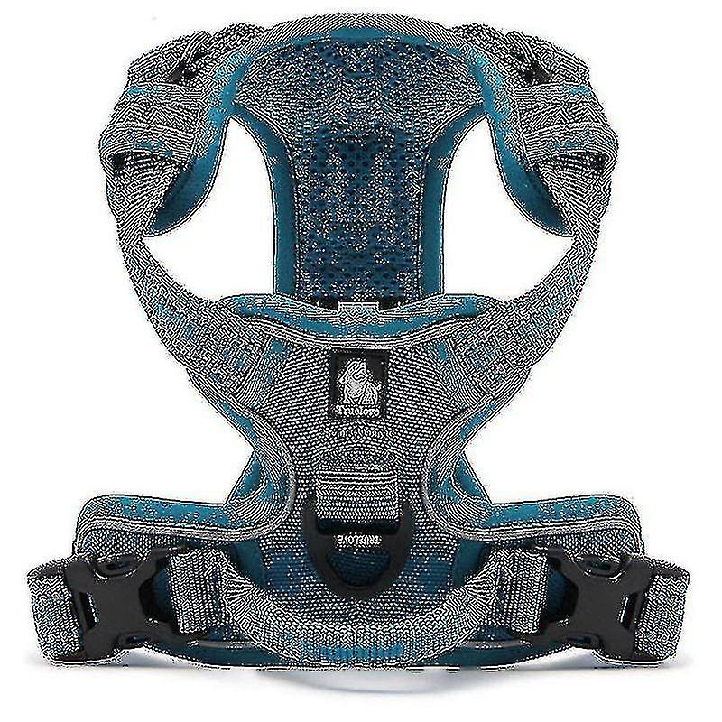 No Pull Dog Harness Reflective Adjustable With 2 Snap Buckles Easy Control Handle S Blue