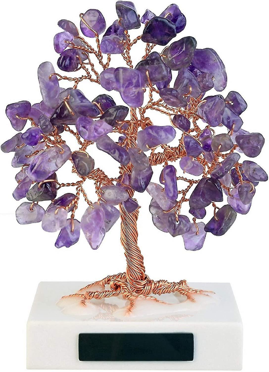 Stone Tree Of Life Chakra Feng-shui Decoration Multicolor Crystal Healing Meditation Marble Base Sma