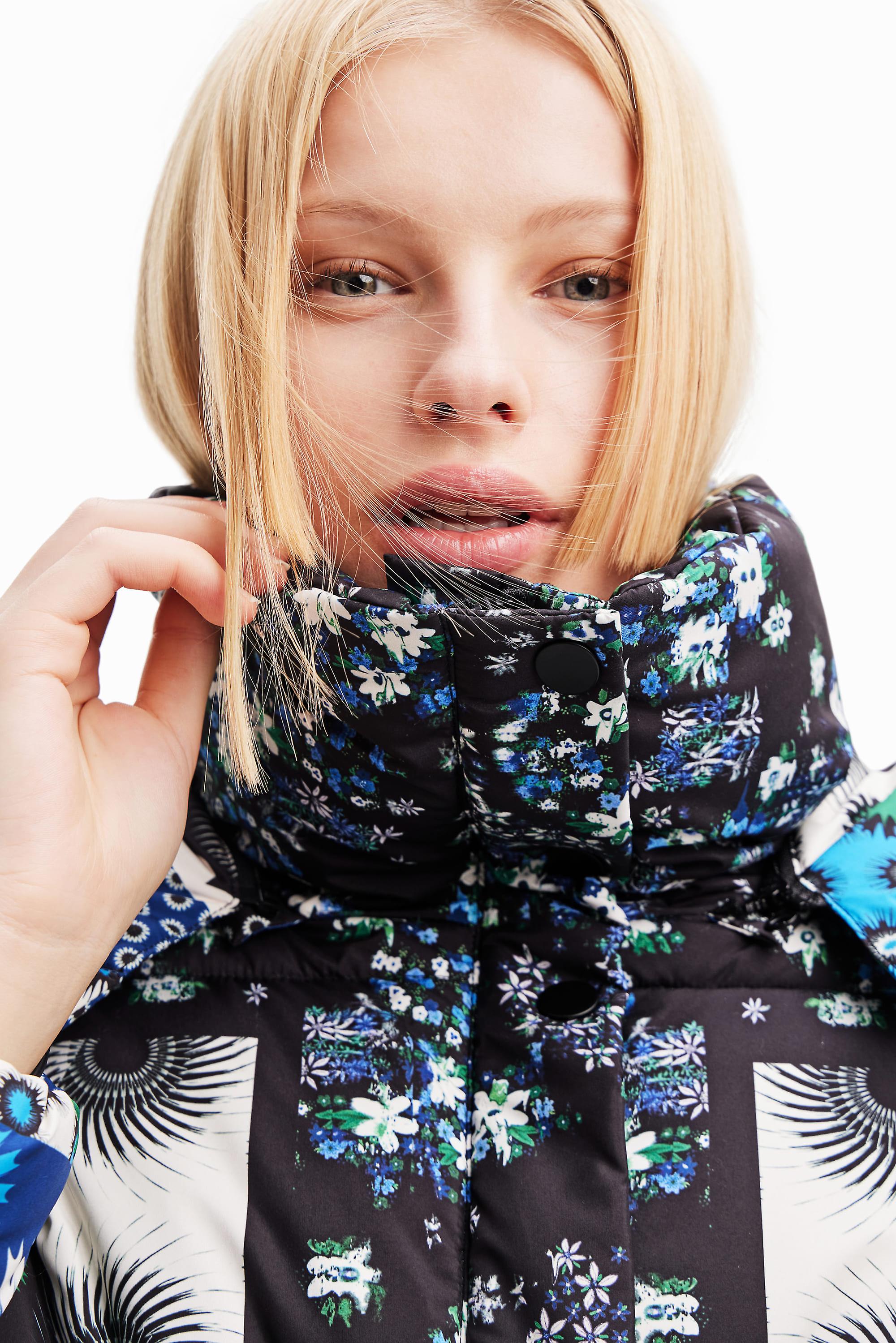 Desigual Padded Sissy Floral & Geometric Print Puffer Coat