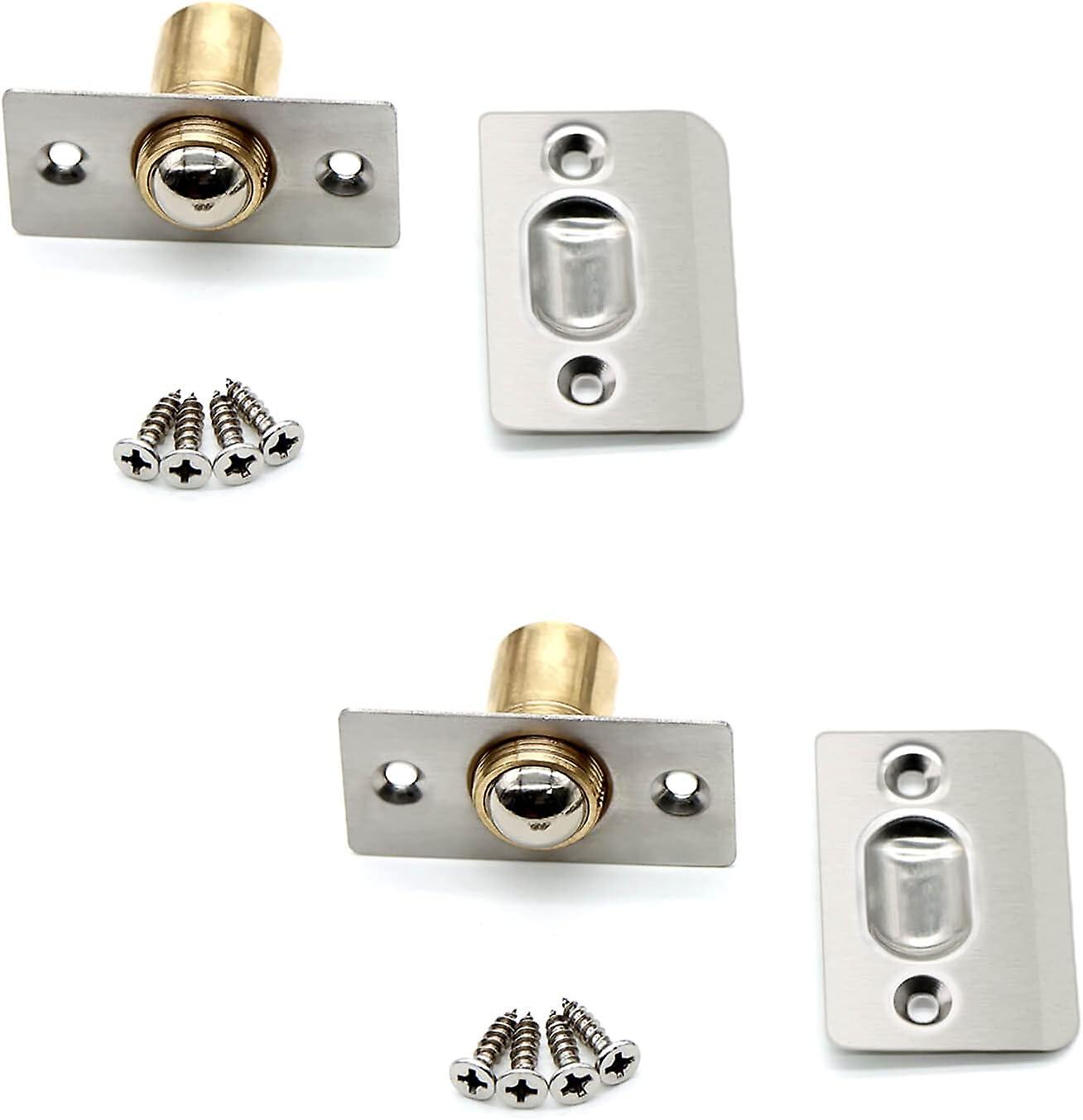 2 Pack Closet Door Ball Catch Hardware - Brushed Satin Finish