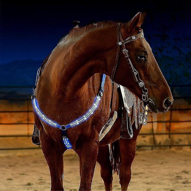 Blau Dual Led Pferd Brustpanzer Nylon Webbing Nacht Sichtbar Pferderennen Reiten