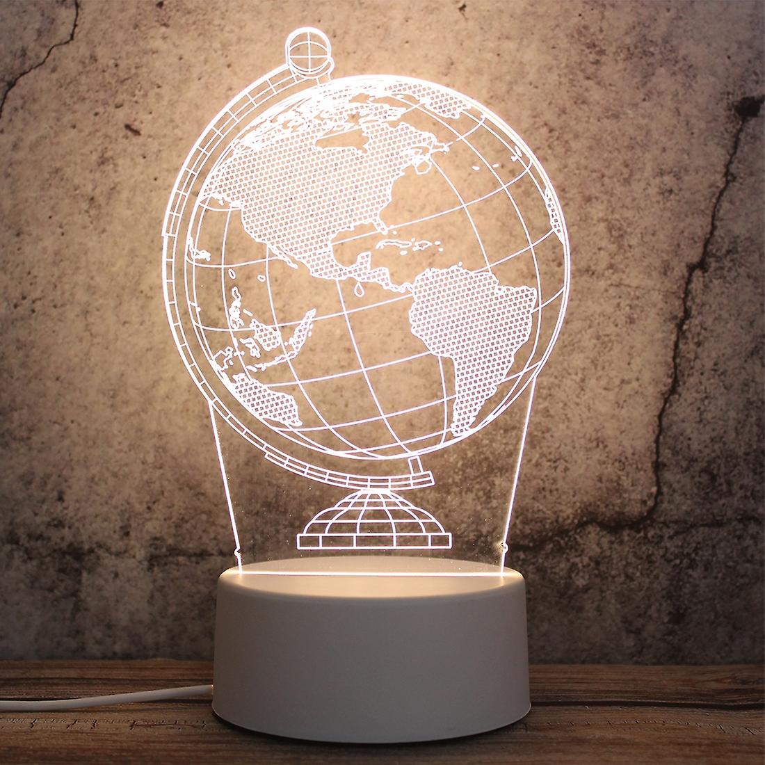 White Base Creative 3D Tricolor LED Decorative Night Light, Button Plug Version Globe