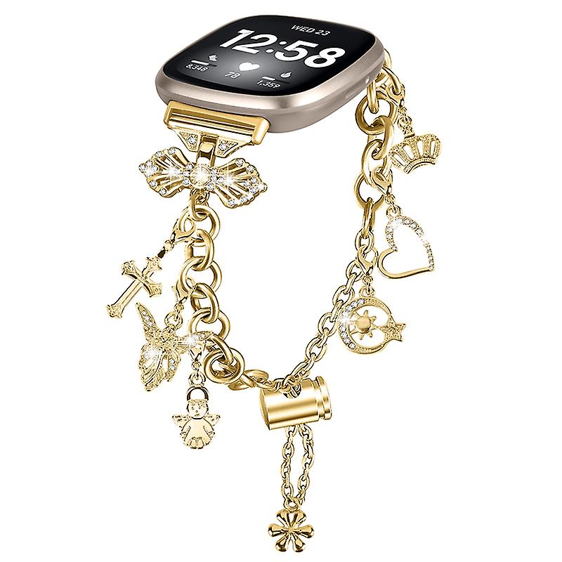 For Fitbit Versa 4/Sense 2 Adjustable Watch Band Decorative Pendant Bracelet DIY Strap