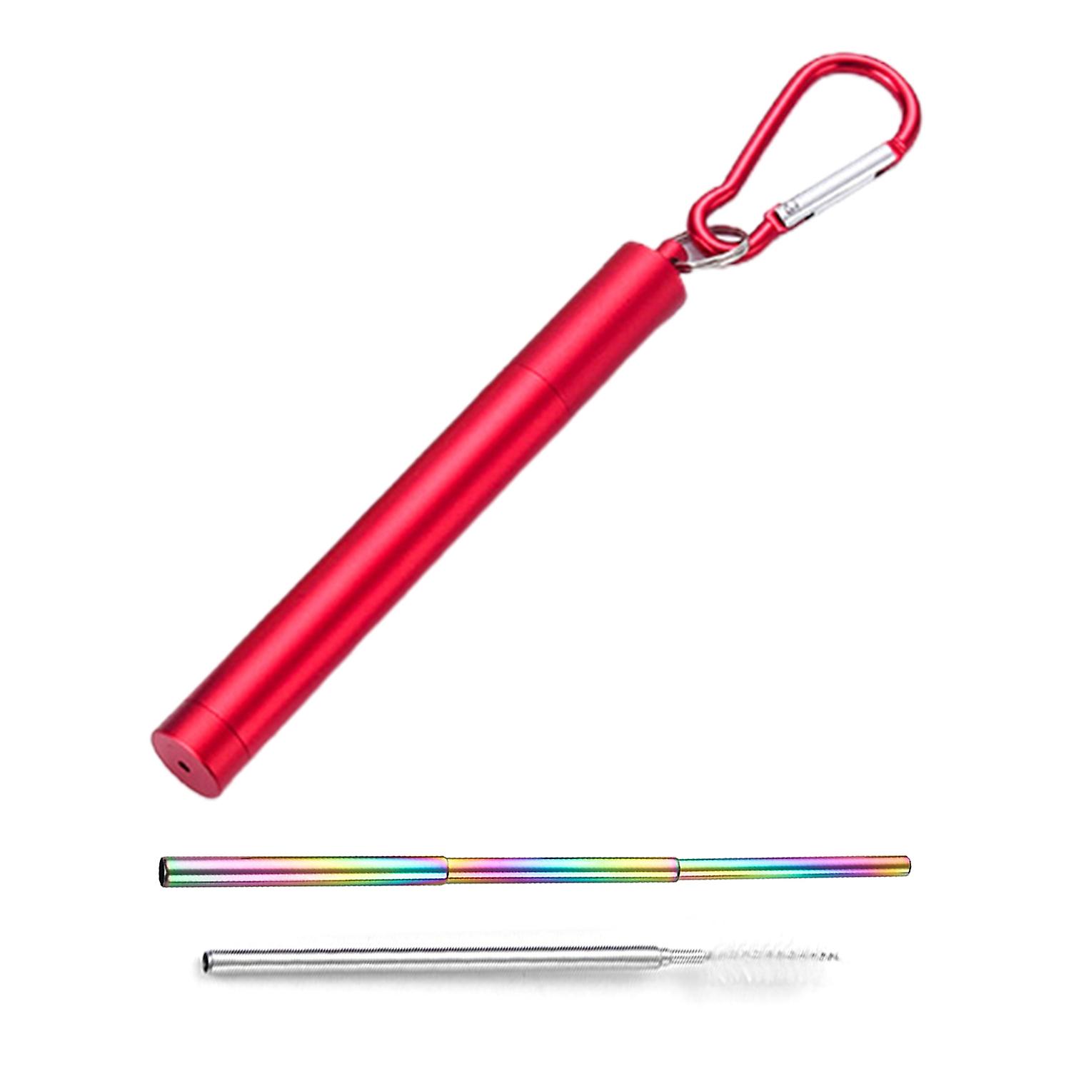 ZHOUBA 1 Set Telescopic Portable Drinking Straw Comfortable Grip Collapsible Colorful Drinking Straw